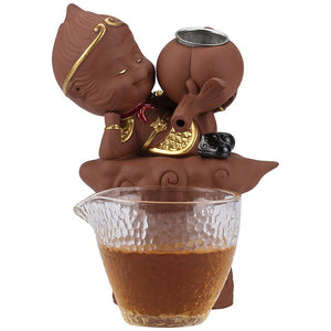 The Monkey King Purple Sand Tea Strainer Stainless Steel Tea Set Accessories Tea Leak Funny Tea Infuser acacuss