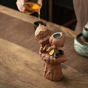 The Monkey King Purple Sand Tea Strainer Stainless Steel Tea Set Accessories Tea Leak Funny Tea Infuser acacuss