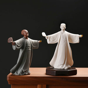 The Romance of The Three Kingdoms Sculpture Ancient Chinese Historical Figure Kongming Zhuge Liang Ceramic Meditation Fengshui acacuss