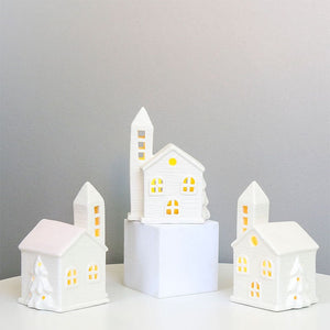 TingKe Nordic Style Hollow House LED Light European Home Decoration Ceramic House Ornament Creative Christmas Decoration Gift acacuss