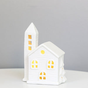 TingKe Nordic Style Hollow House LED Light European Home Decoration Ceramic House Ornament Creative Christmas Decoration Gift acacuss
