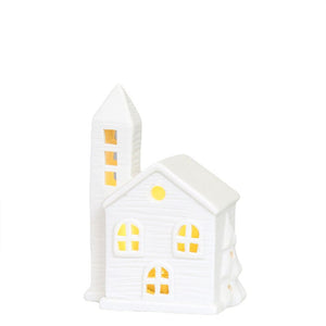 TingKe Nordic Style Hollow House LED Light European Home Decoration Ceramic House Ornament Creative Christmas Decoration Gift acacuss