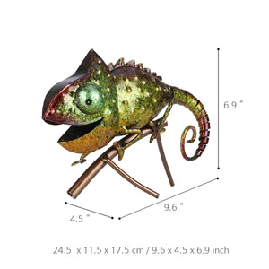 Tooarts Chameleon Sculpture Iron Animal Furnishing Wild Animal Style Indoor or Outdoor Decoration Chameleon Lovers’ Gift Green acacuss