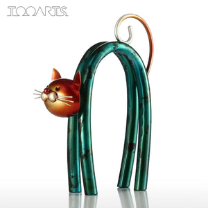 Tooarts Metal Figurine Cat Sculpture Carved Iron Home Furnishing Articles Artwork Home Decoration Abstract Crafts Ornament Gift acacuss
