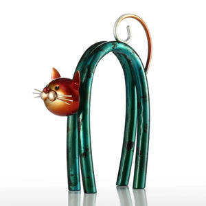 Tooarts Metal Figurine Cat Sculpture Carved Iron Home Furnishing Articles Artwork Home Decoration Abstract Crafts Ornament Gift acacuss