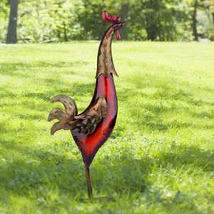 Tooarts Metal Figurine Rooster Sculpture Carved Iron Rooster Home Furnishing Articles Artwork Home Decoration Garden Miniatures acacuss