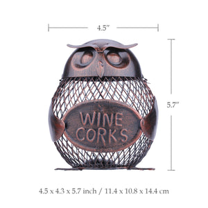 Tooarts Owl-shaped Metal Sculpture Mesh Wine Bottle Holder Bottle Cork Container Iron Art Practical Decoration Creative Craft acacuss