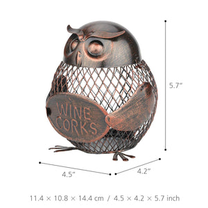 Tooarts Owl-shaped Metal Sculpture Mesh Wine Bottle Holder Bottle Cork Container Iron Art Practical Decoration Creative Craft acacuss