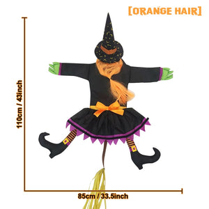 Tree Crashing Witch With Light Halloween Hanging Decor Outdoor Porch Courtyard Lawn Terrace Flying Witch Halloween Decor Prop acacuss