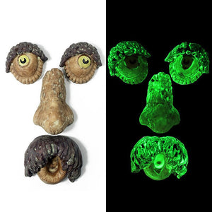 Tree Eye Facial Features Fluorescent Organ Resin Simulation Ornament Halloween Decoration Luminous Garden Decoration acacuss