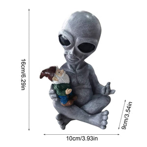 Unique Alien Gnome Ornament Resin Decorative Figurines Gnome Dwarf Statue Crafts Christmas Garden Desk Decoration Home Decor acacuss