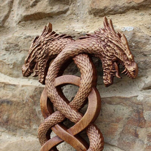2023 Unique Dragon Decor Resin Simulation Dragon Statue Wall Hanging for Courtyard Garden Home Decoration Craft Double Dragon acacuss