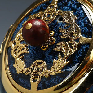 Unique Kung Fu Teapot Handmade GOLD Plated with Ebony wood side handle - ACACUSS