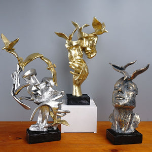 VILEAD Retro Resin Mask Statue Nordic Couple Face Statuette Home Interior Decor TV Cabinet Bookcase Office Decoration Craft Gift acacuss
