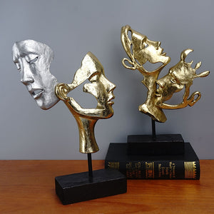 VILEAD Retro Resin Mask Statue Nordic Couple Face Statuette Home Interior Decor TV Cabinet Bookcase Office Decoration Craft Gift acacuss