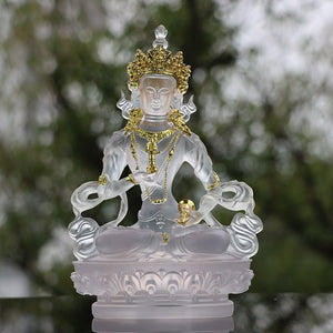 Vajra's Green Tara God of Wealth Longgevity Buddha God of Treasure Worship Home Resin Decorations Transparent Lucky Feng Shui acacuss