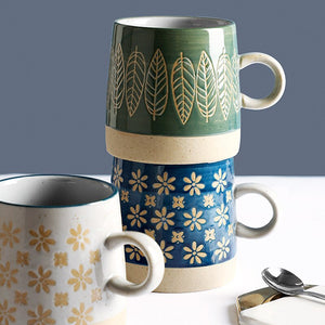 Vintage Japanese Pottery Mugs Underglaze Ceramic Breakfast Coffee Milk Tea Cereal Cup Bowl Kitchen Home Decor Handmade Tableware acacuss