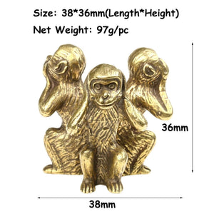 Vintage Solid Copper Three Monkeys Bronze Sculpture Home Decor Bronze Monkey Figurines Miniatures Desk Decor GQ acacuss