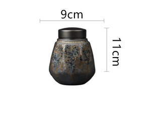 Vintage TEA and Coffee TIN Container Retro Stoneware Sealed tea Storage Jar Kiln Turned - acacuss