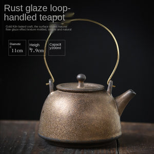 Vintage ceramic handle pot small Japanese style teapot Kung Fu tea set teapot antique old clay pot single pot acacuss