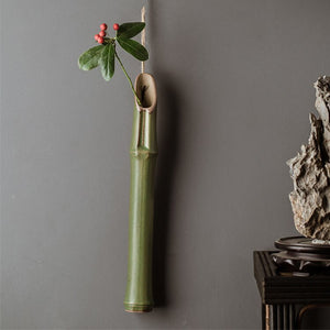 Wall Hanging Bamboo Vase Creative Minimalist Ceramic Dried Flowers Arrangement Hydroponic Vase Living Room Mesa Home Decorating acacuss