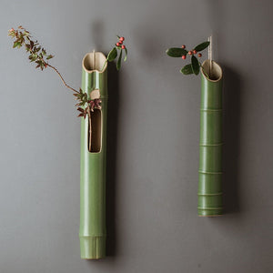 Wall Hanging Bamboo Vase Creative Minimalist Ceramic Dried Flowers Arrangement Hydroponic Vase Living Room Mesa Home Decorating acacuss