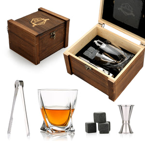 Whiskey Stones & Glasses Set, Granite Ice Cube For Whisky, Whiski Chilling Rocks In Wooden Box, Best Gift For Dad Husband Men acacuss
