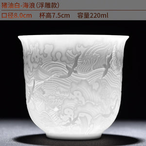 White Porcelain Heart Classics Cup Goat FatJade Personal Cup Tea Set Ceramic Host Cup Sample Tea Cup Kung FuTeaCupSingleCupSmall acacuss