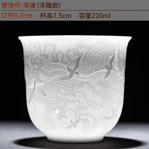 White Porcelain Heart Classics Cup Goat FatJade Personal Cup Tea Set Ceramic Host Cup Sample Tea Cup Kung FuTeaCupSingleCupSmall acacuss