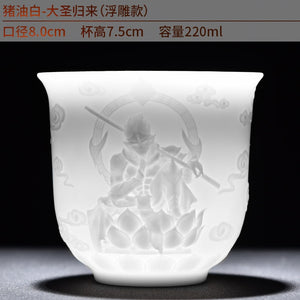 White Porcelain Heart Classics Cup Goat FatJade Personal Cup Tea Set Ceramic Host Cup Sample Tea Cup Kung FuTeaCupSingleCupSmall acacuss