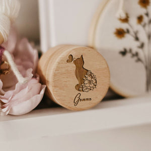 Wooden Carving Custom Name Cat Butterfly Printed Pet Hair Storage Box Cat Tooth Memorial Box Pet Supplies Pet Lost Memorial Gift acacuss