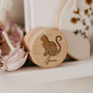Wooden Carving Custom Name Cat Butterfly Printed Pet Hair Storage Box Cat Tooth Memorial Box Pet Supplies Pet Lost Memorial Gift acacuss