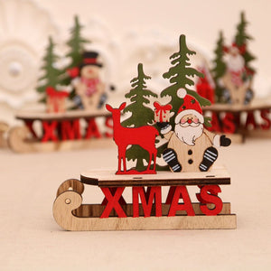 Wooden Desktop Christmas Decorations Xmas Sleigh Santa Claus Deer Cart Merry Christmas Party Home Decor Fork Naviidad acacuss