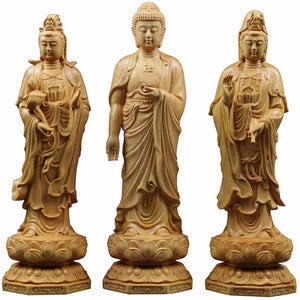 Wooden Guanyin- Ru Laifo Statue Solid wood hand carving Chinese Buddha statue Home living room, room feng shui Statue acacuss