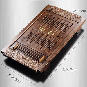 Wooden Kung Fu Tea Trays Serving Luxury Vintage Chinese Tea Trays Drainage Decor Tee Tablett Office Accessories WK50TT acacuss