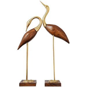 Wooden Pot Ornament Crane Bird Swan Simulation Animal Sculpture Brass Metal Sculpture Home Decoration Decorative Figurines acacuss