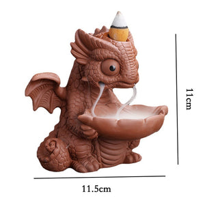 Y Cartoon Dragon Backflow Incense Ceramic Sandalwood Waterfall Incense Holder Cute Dinosaur Decoration Zen Home Fragrance Decor acacuss