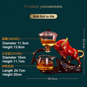 YOMEEI New Arrivals Fu Niu Automatic Glass Tea Set Household Living Lazy Rea Bull Teapot Making Transparent Strainer Tea Pot acacuss