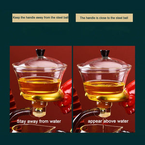 YOMEEI New Arrivals Fu Niu Automatic Glass Tea Set Household Living Lazy Rea Bull Teapot Making Transparent Strainer Tea Pot acacuss