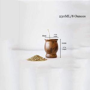 Yerba Mate Set Includes Double Walled 18/8 Stainless Steel Mate Tea Cup,One Bombilla Mate (Straw),a Cleaning Brush (Wood,230ML) acacuss