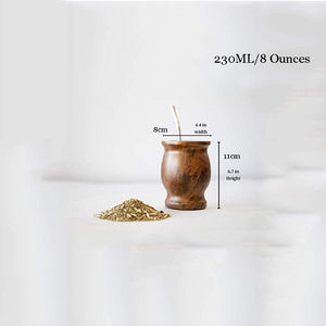 Yerba Mate Set Includes Double Walled 18/8 Stainless Steel Mate Tea Cup,One Bombilla Mate (Straw),a Cleaning Brush (Wood,230ML) acacuss