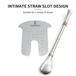 Yerba Mate Set Includes Double Walled Stainless Steel Mate Tea Cup One Bombilla Mate (Straw),a Cleaning Brus,a Tea Separator acacuss