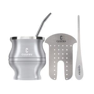 Yerba Mate Set Includes Double Walled Stainless Steel Mate Tea Cup One Bombilla Mate (Straw),a Cleaning Brus,a Tea Separator acacuss