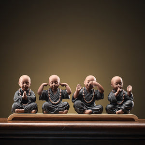 Yoga Monk Ornaments Home Decoration Tea Ceramic Little Novice Monk Fashion Buddha Statue acacuss