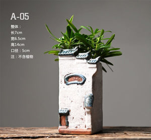 Zen Ceramic Flower Pot for Plants Succulents Desktop Garden Decoration Landscaping Chinese House Huipai Ceramic Vase Gift acacuss