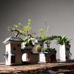 Zen Ceramic Flower Pot for Plants Succulents Desktop Garden Decoration Landscaping Chinese House Huipai Ceramic Vase Gift acacuss