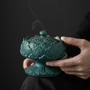 Zen Ceramic Lotus Incense Burner Home Decoration Incense Cone Incense Tray Container Chinese-style Tea Room Decoration acacuss