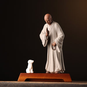 Zen Little Monk Buddhist Shami Meditation Sculpture Ceramic Figurines Tearoom Fengshui Chinese Statues for Decoration Gift acacuss