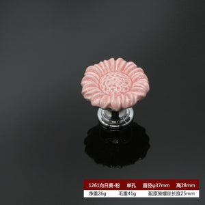 Zinc Alloy Ceramic Handle Round Cabinet Handles Wardrobe Single Hole Desk Drawer Knobs Pastoral Snails Sunflower Fish Pulls acacuss