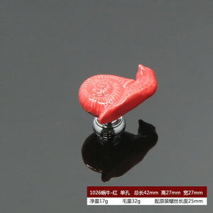 Zinc Alloy Ceramic Handle Round Cabinet Handles Wardrobe Single Hole Desk Drawer Knobs Pastoral Snails Sunflower Fish Pulls acacuss